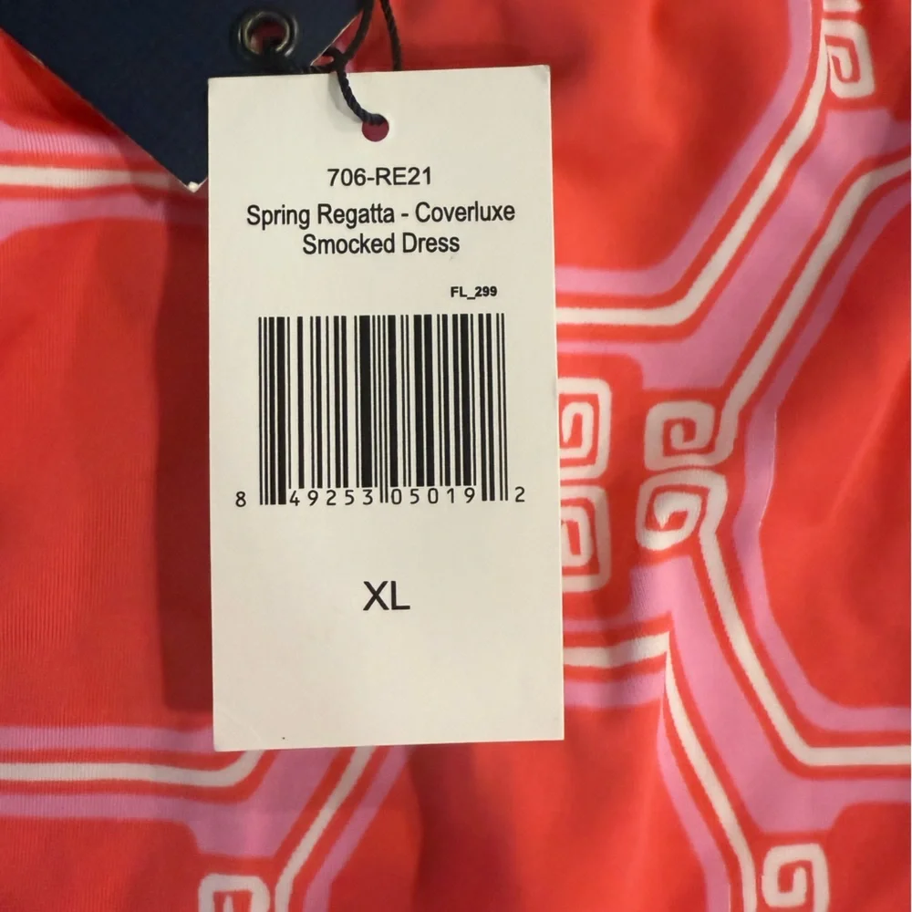 NWT Cabana Life Spring Regatta Off-the-Shoulder Smocked Dress Coverup Coral XL - Picture 5 of 16